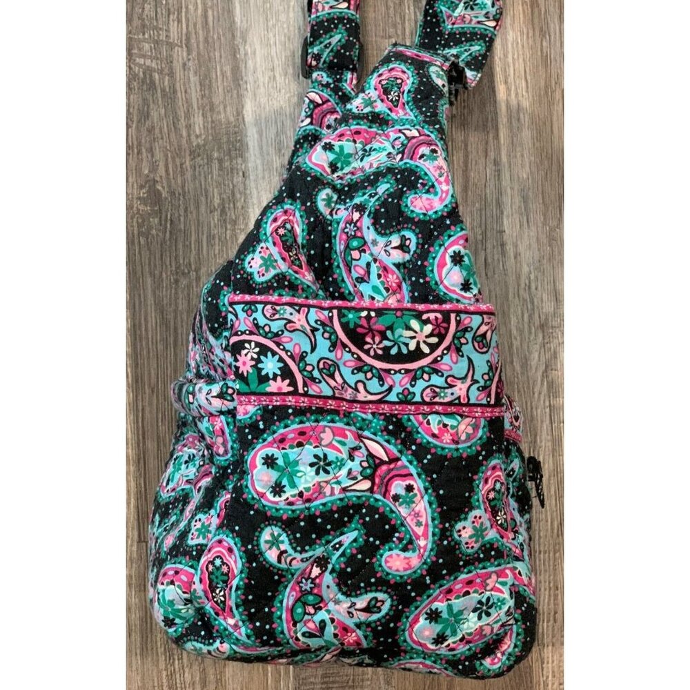 Faith Hope Love Shoulder Bag Black Paisley Floral Quilted Multi-Pocket Purse Zip - Picture 4 of 16
